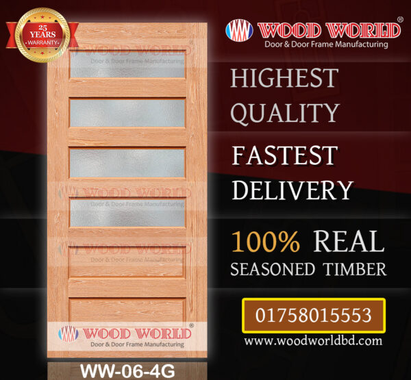 Wood World Bd. | WW-06-4G | Best quality wooden door produced with highest quality timber. We located in Bangladesh Dhaka.