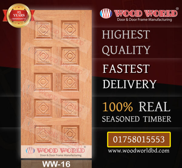 Wood World Bd. | WW-16 | Best quality wooden door produced with highest quality timber. We located in Bangladesh Dhaka.